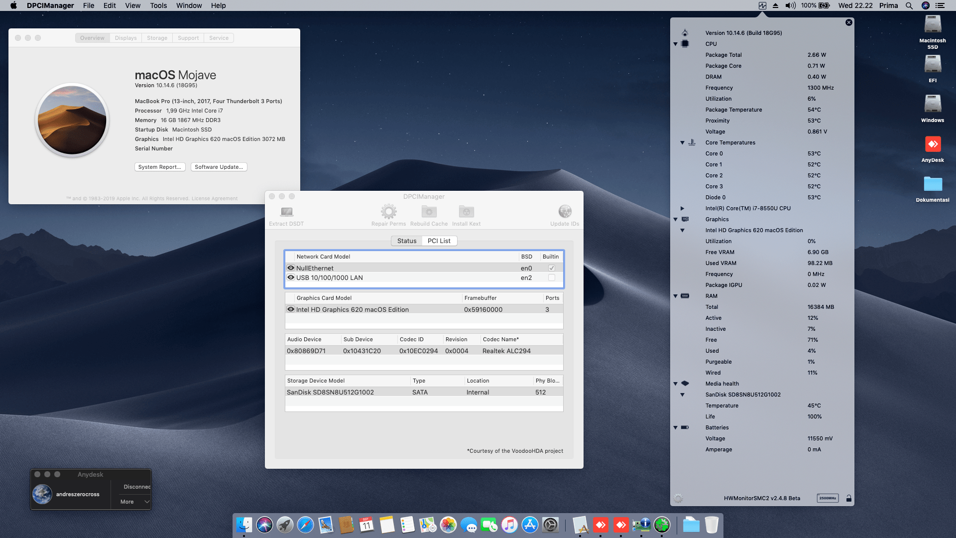 Success Hackintosh macOS Mojave 10.14.6 Build 18G95 at Asus ZenBook UX430UN